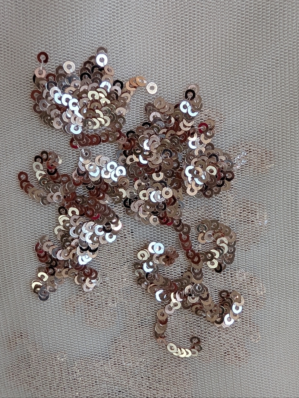 Beautiful Women's Beige Party Dress Sequin Sheer Romantic Feminine Size S - Picture 14 of 14